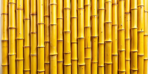 Bright yellow plong bamboo sticks set against a white backdrop, perfect for natural decor and design projects, adding a cheerful touch to any space.