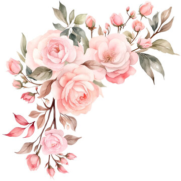 Whispers of Pink Roses, bouquet of roses, Watercolor Flowers Cipart, PNG