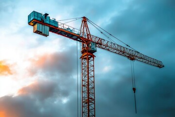 Construction Crane Against a Dramatic Cloudy Sky