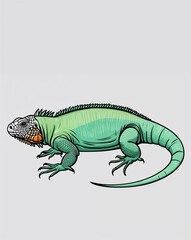 Obraz premium hand drawing Iguana clipart on plain white background