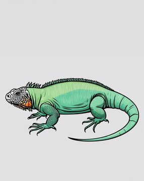 green iguana reptile drawing clip art preview