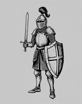 recommend clip art: hand drawing knight clipart on plain white background