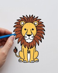 Obraz premium hand drawing Lion clipart on plain white background
