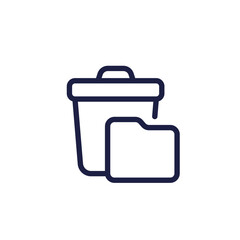 deleted file folder line icon with a recycle bin, vector