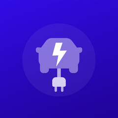 electric car, ev charging icon, vector transparent design