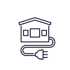 electric house icon, electrical plug and a home line vector
