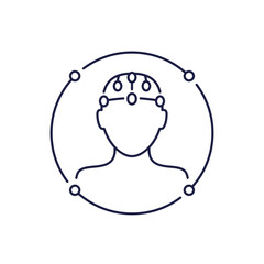 EEG, electroencephalography icon, line vector