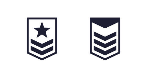 Military logo, army rank badges or icons on white
