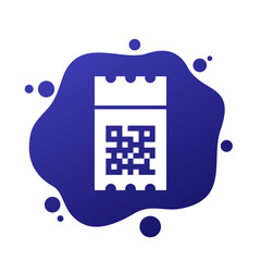 ticket icon with qr code, vector