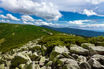 Beautiful mountain landscape of Karkonosze in summer. Giant Mountains.