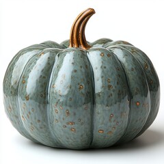A pumpkin-shaped ceramic dish isolated on white background. 
