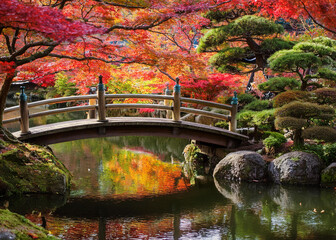 Fototapeta premium 秋の紅葉と寺院