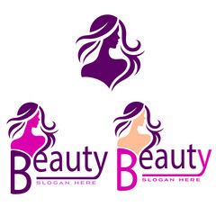beauty logo design for fashion, illustration of a woman with hair