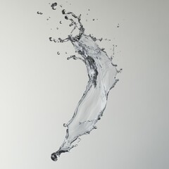 a single water splash suspended in the air, it's dynamic and in motion, white background