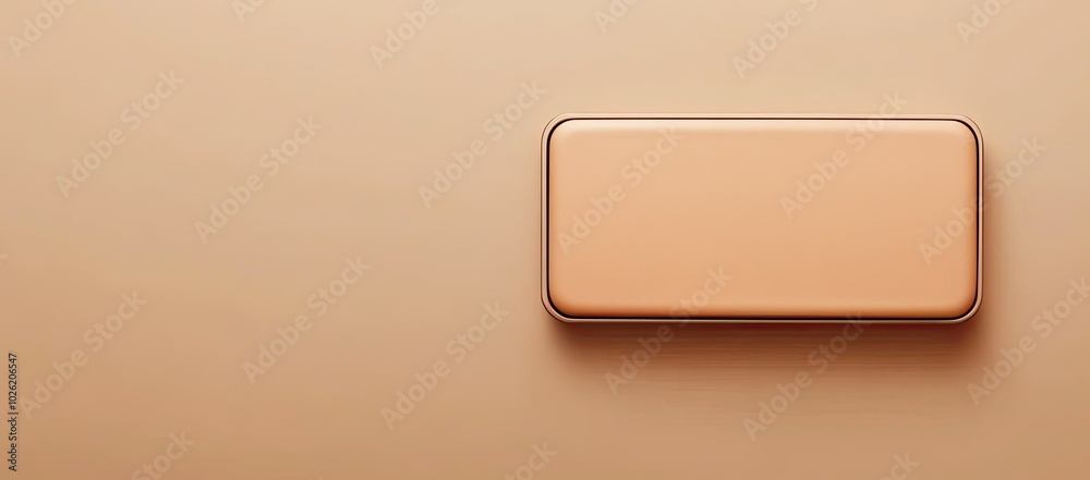 Poster beige rectangular button with a subtle outline on a matching background