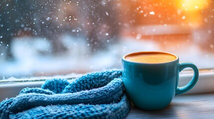 窓辺に置かれたコーヒー