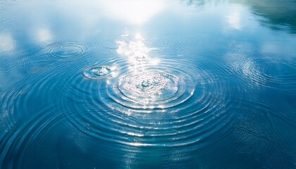 Obraz premium raindrop circles in sunshine from above on transparent water background concept banner for beauty spa body care or summer weather beautiful abstract water wallpaper decoration