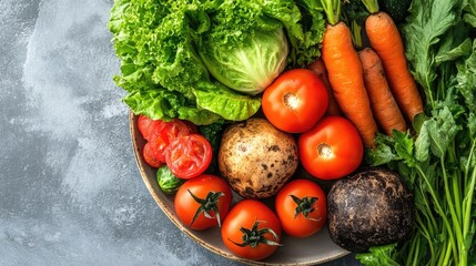 Fresh Vegetables on a Gray Surface