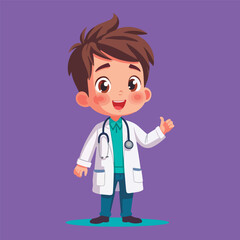 Cute cartoon full body vector doctor. 
