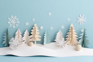 Papercraft Winter Wonderland with Snowflakes and Trees