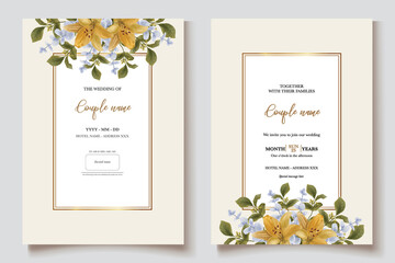 WEDDING INVITATION FRAME WITH FLOWER DECORATIONS WITH FRESH LEAVES 