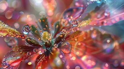 drops Diamonds Blooming Flowers, Art, Microscopic World, Halo Lens