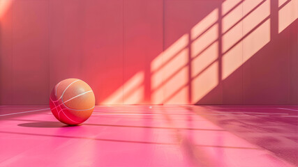 A Bright Pink Basketball Court With Soft Shadows Creates an Energetic Midday Vibe