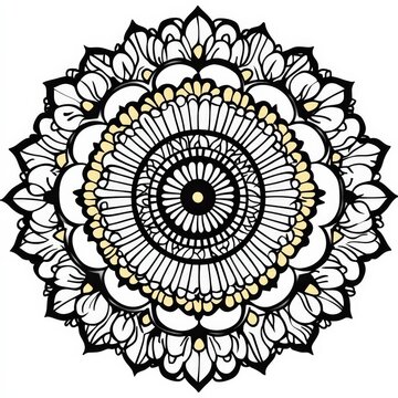 recommend clip art: mandala pattern in black and white, illustration, wallpaper, abstract floral background