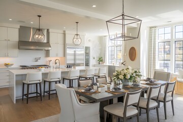 photo of a modern kitchen and dining area that seamlessly blends style and functionality. 