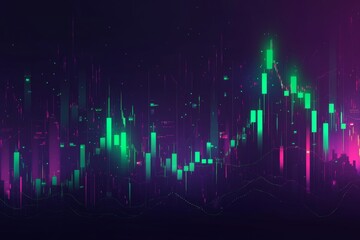 Abstract Neon Candlestick Chart Visualization