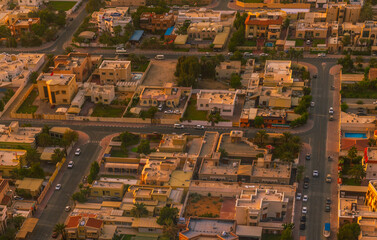 Fototapeta premium Aerial View of Urban Landscape at Sunset in Dubai