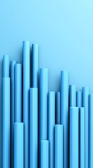 Abstract blue geometric shapes with varying heights on a solid background.