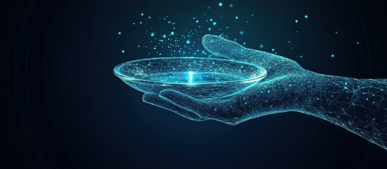 Digital Hand Holding a Glowing Disc