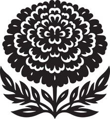 Marigold flower silhouette black vector