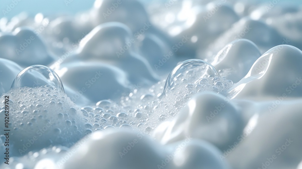 Poster the image is of a white foam with bubbles on it