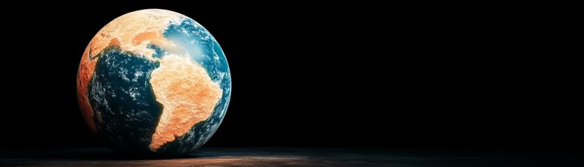 Naklejka premium A detailed view of the Earth, showcasing its vibrant blue oceans and colorful continents.