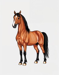 Obraz premium hand drawing Horse clipart on plain white background