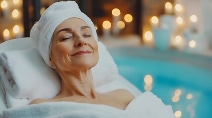 Older woman enjoying a spa day of relaxation and beauty treatments