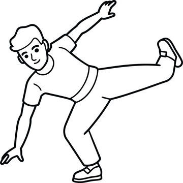 dancing man black and white pose clip art preview