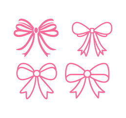 Pink Bow Clipart Set