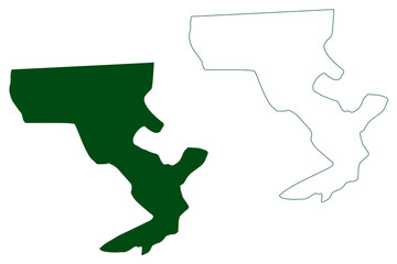 Tijuana municipality (Free and Sovereign State of Baja California, Mexico, United Mexican States) map vector illustration, scribble sketch Tijuana map