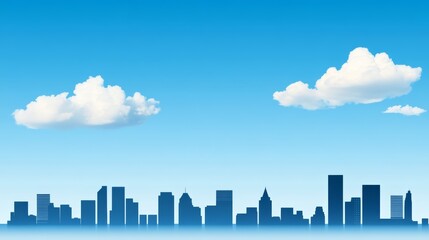 Fototapeta premium City skyline silhouette with clouds and blue sky, perfect for urban themes.