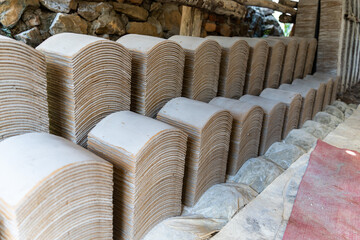 Production of ancient terra cotta roof tiles Using a wooden block mold