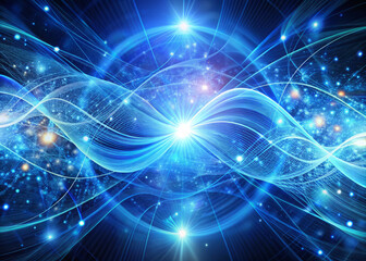 Radiant cerulean ripples undulate across futuristic abstract background, creating mesmerizing visual effect that evokes sense of wonder and exploration