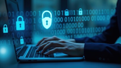 Obraz premium Secure Computer Environment with Digital Locks