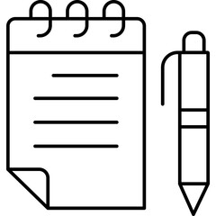 notepad vector icon in outline  style 