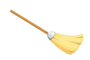 Light Straw Broom Vector Illustration. Ideal for Cleaning, Home Maintenance, Gardening, Eco-Friendly Decor, and Rustic Aesthetics. Isolated on White Background