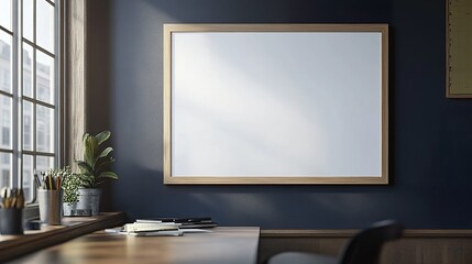 Fototapeta premium Whiteboard Corners and Accessories on Dark Background