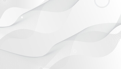 Abstract white and grey background with dynamic waves