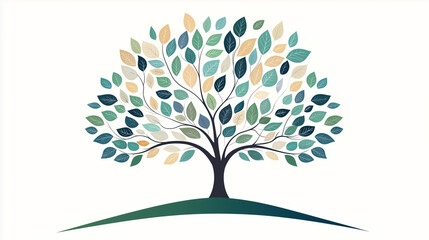 Obraz premium Green tree with branches and leaves.